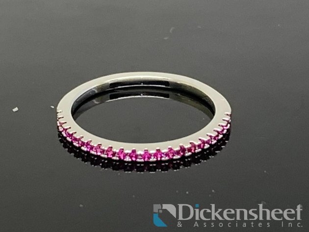 Image for Silver Tone Wedding Band With Pink Gemstones