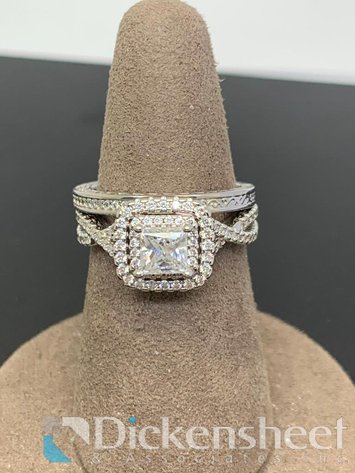 Image for Silver Tone Wedding Set With Clear Stones