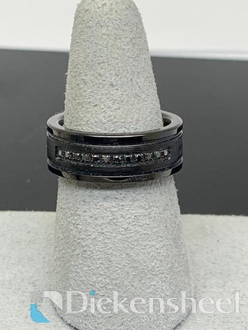 Image for Black Tone Wedding Band With Black Stones