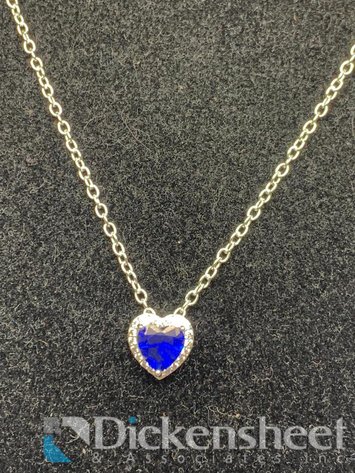 Image for Silver Tone Necklace With a Heart Shape Blue Gemstone Pendant