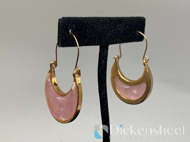 Image for Gold Tone Hoop Earrings With Pink Stones