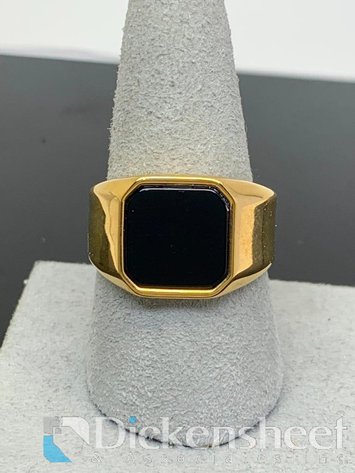 Image for Gold Tone Ring With Black Stone