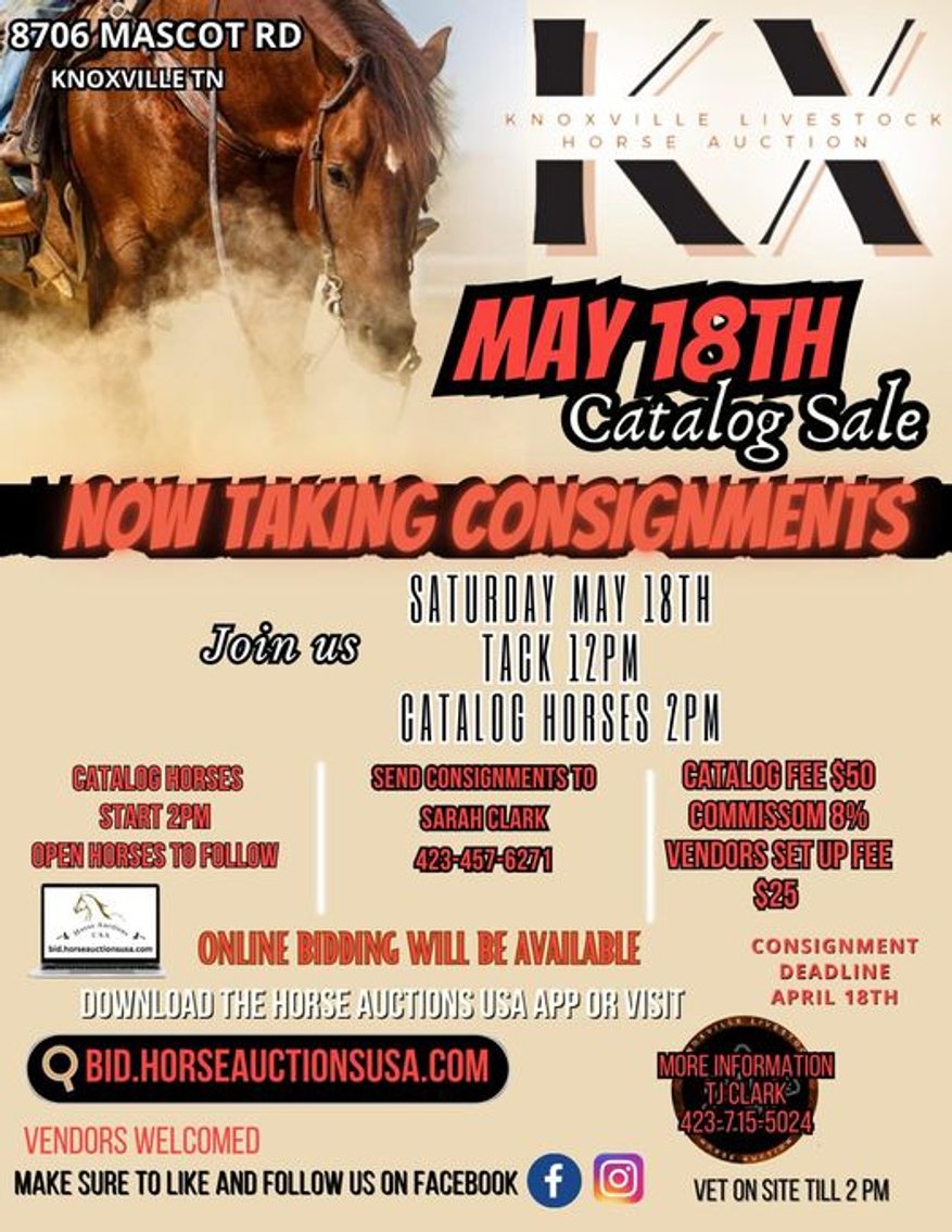 Image for Knoxville Livestock Auction Catalog Horse Sale - SATURDAY MAY 18th  - Knoxville, Tennessee