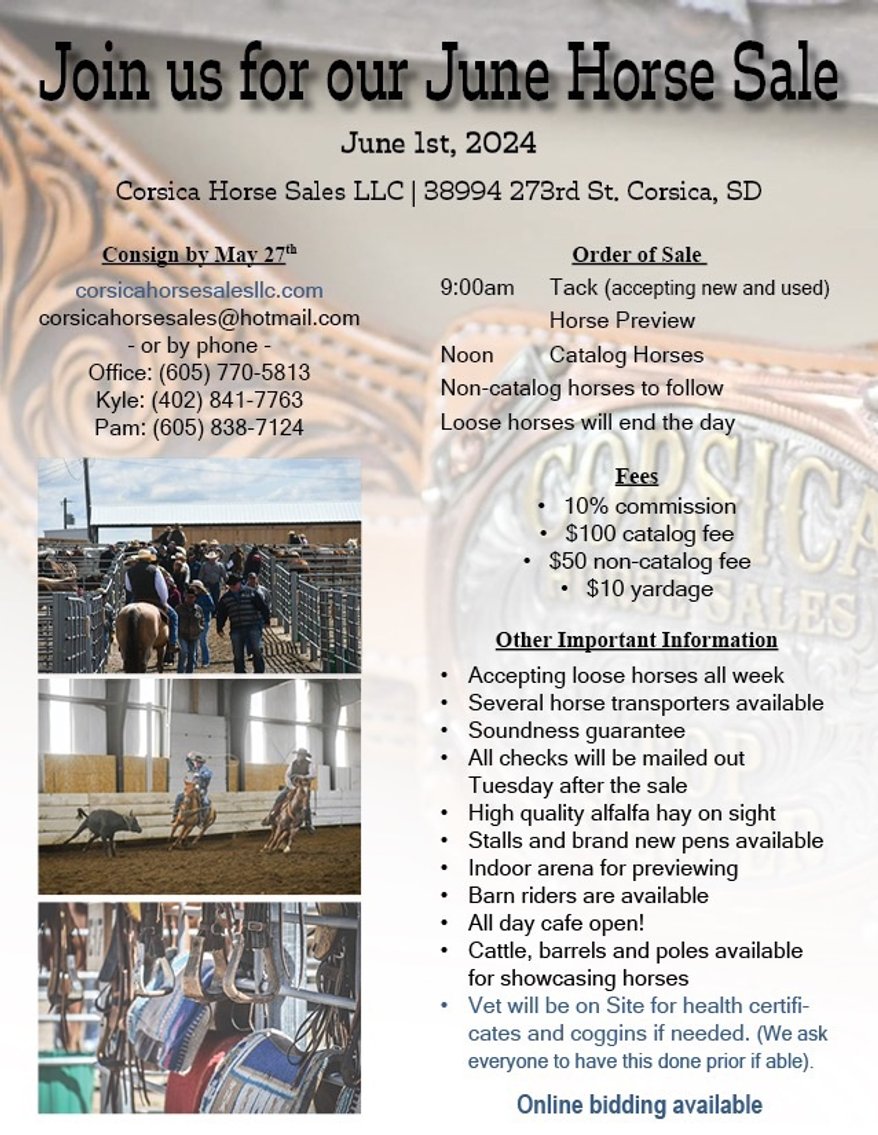 Image for Corsica Horse Sales Catalog Sale - SATURDAY, JUNE 1ST - Corsica, South Dakota