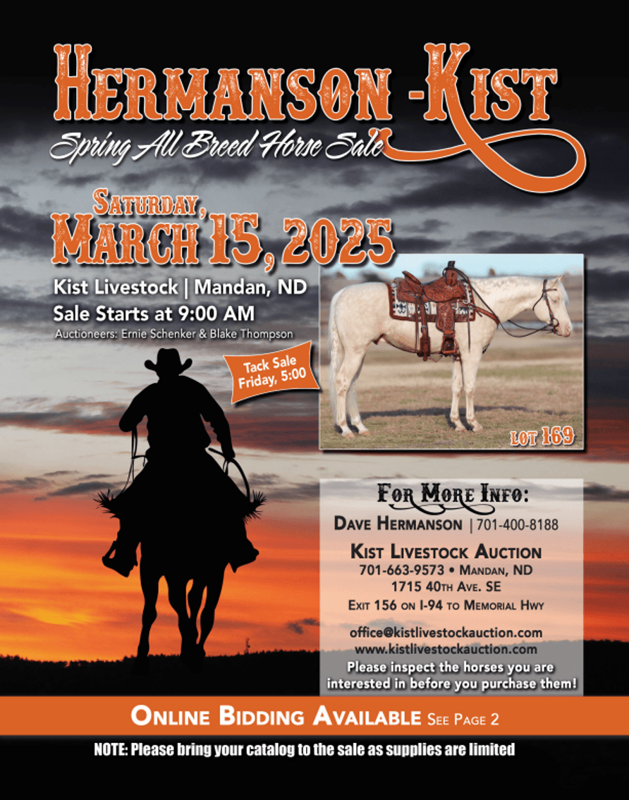 Image for Hermanson-Kist Spring All Breed Horse Sale - Mandan, North Dakota March 15th