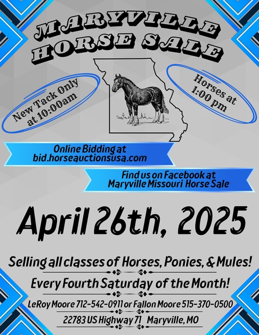 Image for Maryville Horse Sale - SATURDAY, APRIL 26TH - Maryville, Missouri