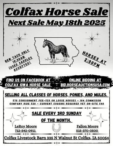 Image for Colfax Iowa Horse Sale - SUNDAY, MAY 18TH