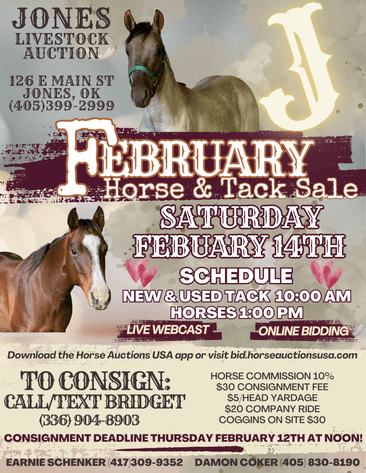 Image for Jones Livestock Auction HORSE & TACK SALE!   SATURDAY, FEBRUARY 14TH