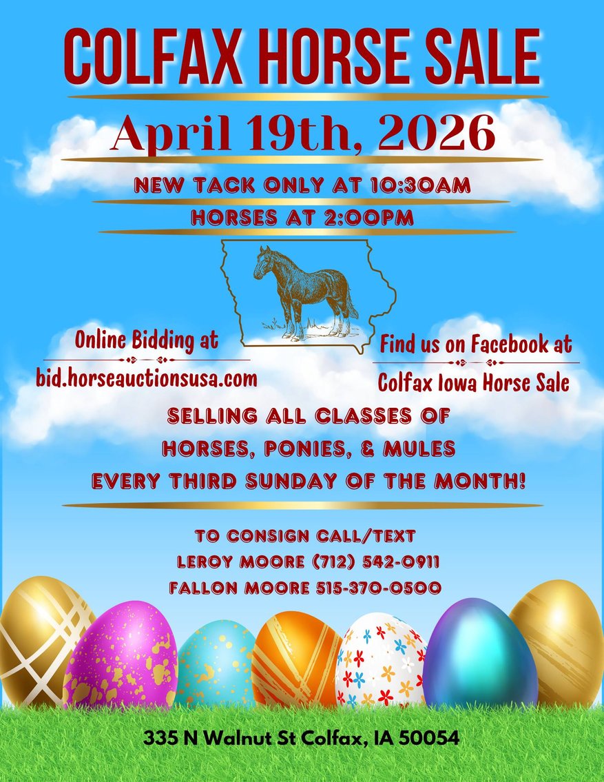 Image for Colfax Horse Sale  - SUNDAY, APRIL 19TH - Colfax, Iowa