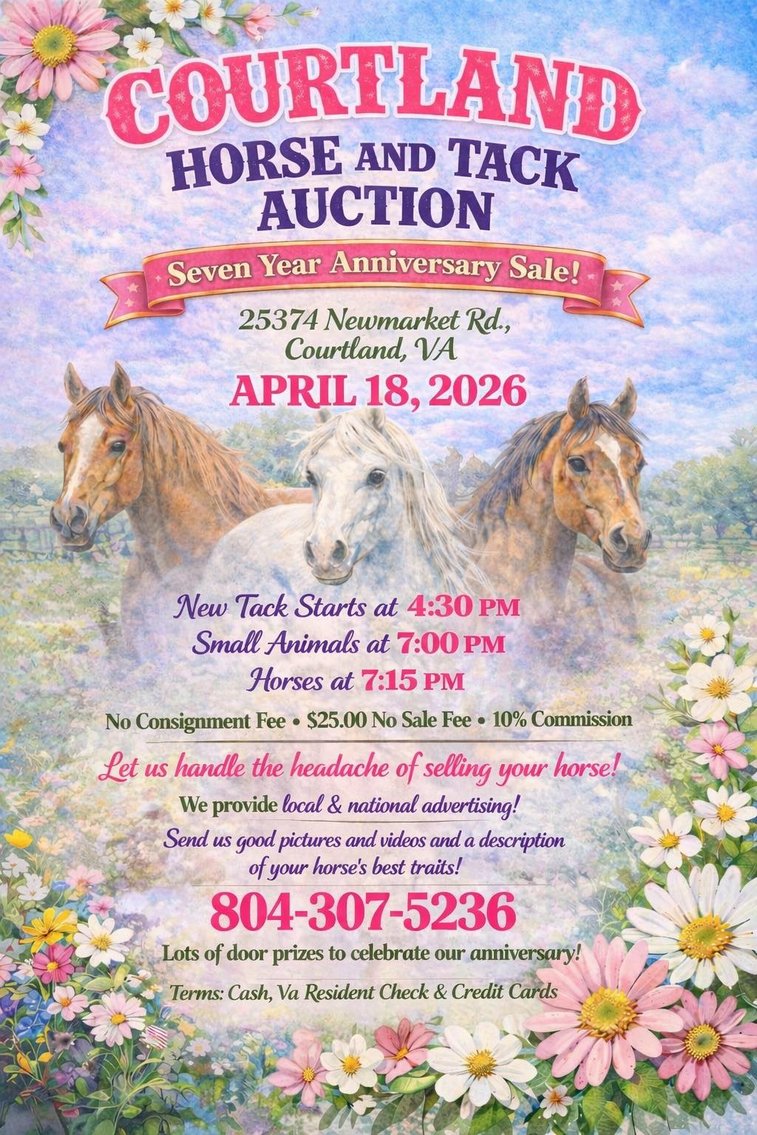 Image for Courtland Tack And Horse Auction Saturday ,April 18 ,2026