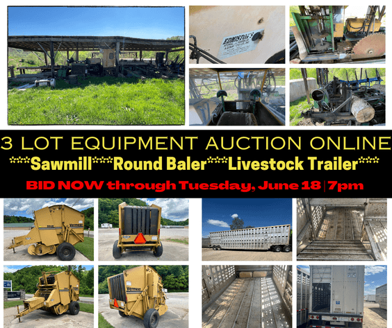 Image for 3 Lot Equipment Auction ONLINE*Sawmill*Round Baler* Livestock Trailer*