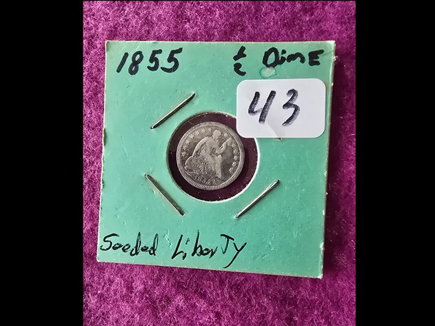 Image for 1855 half dime,  Seeded Liberty