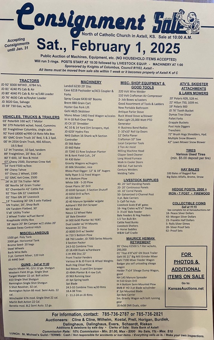Image for Axtell, KS Knights of Columbus Annual Consignment Auction