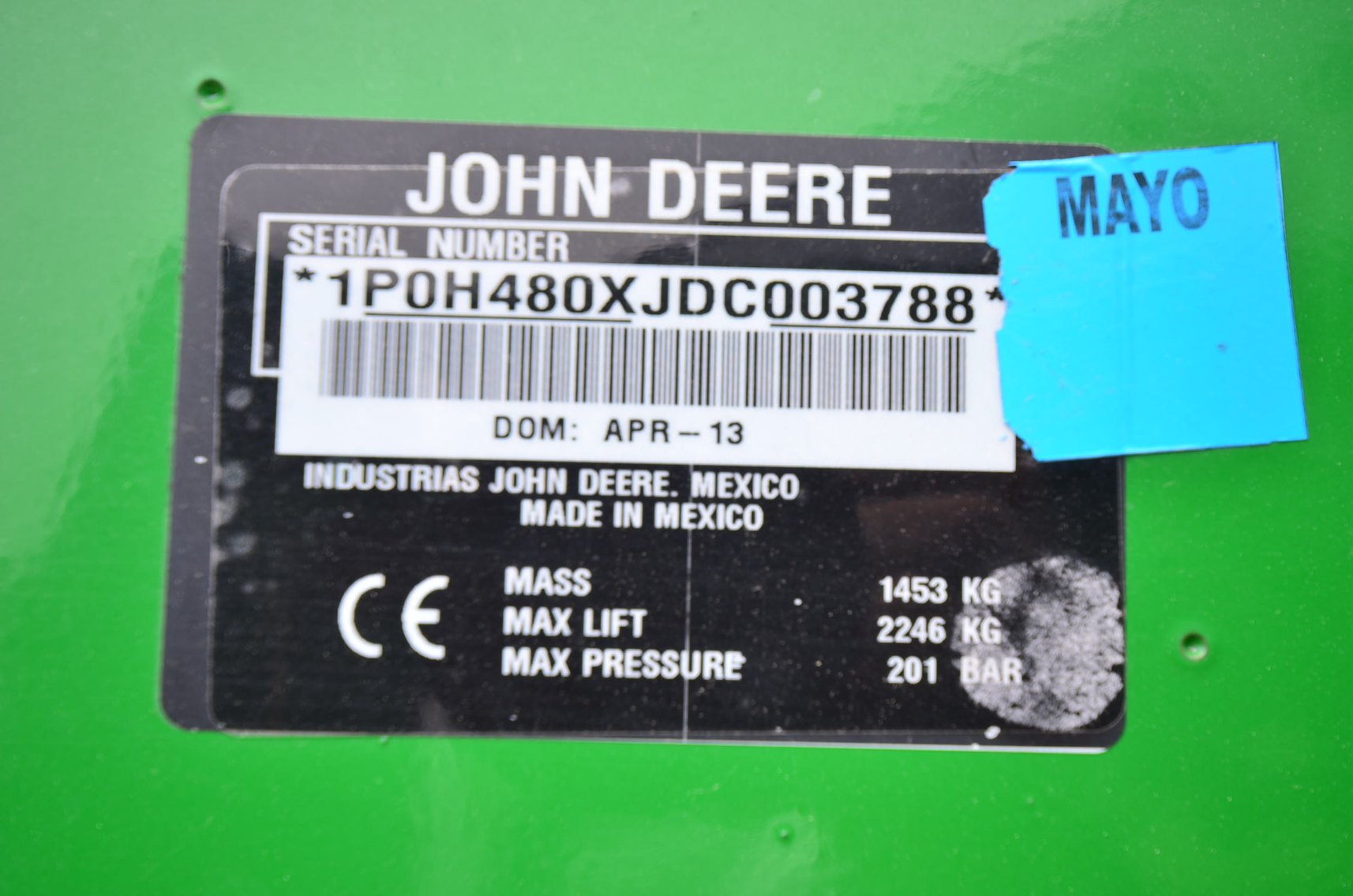 Image for 2013 John Deere H480 Hydraulic Loader