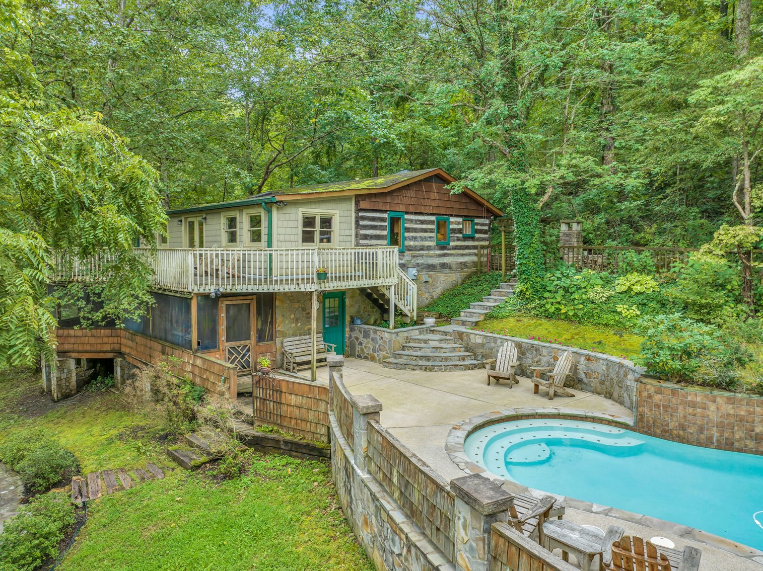 Image for Caney Fork Creek - 22 acres of Amazing Nature + Comfortable Old Log Cabin + Guest House + Shop