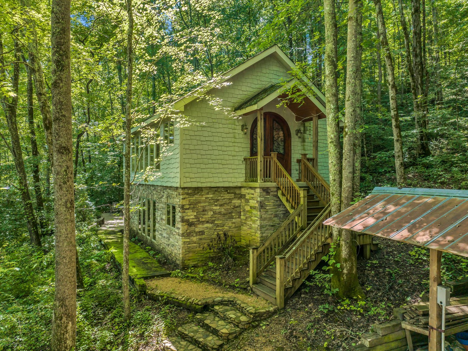 Image for Caney Fork Creek - 22 acres of Amazing Nature + Comfortable Old Log Cabin + Guest House + Shop