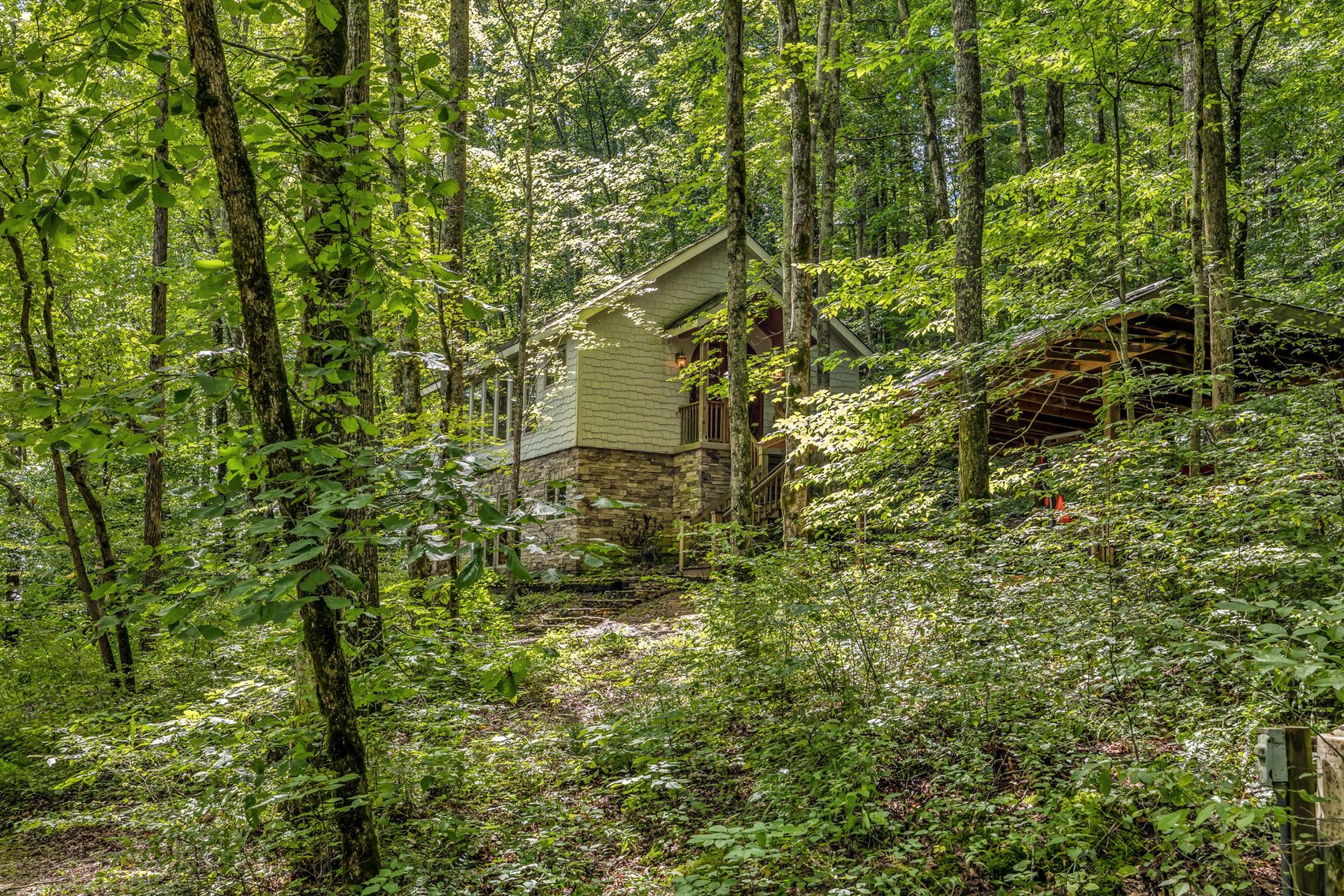 Image for Caney Fork Creek - 22 acres of Amazing Nature + Comfortable Old Log Cabin + Guest House + Shop