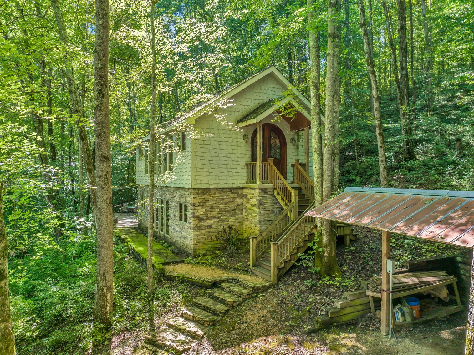 Image for Caney Fork Creek - 22 acres of Amazing Nature + Comfortable Old Log Cabin + Guest House + Shop