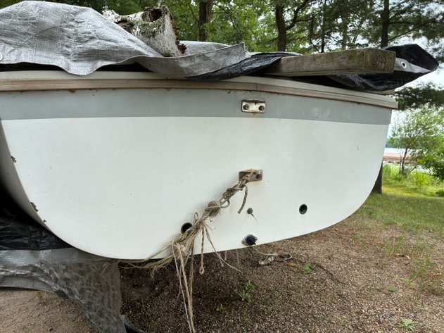 Image for 1989 Capri 14.2 sailboat, galvanized, trailer, mast in rafters of garage