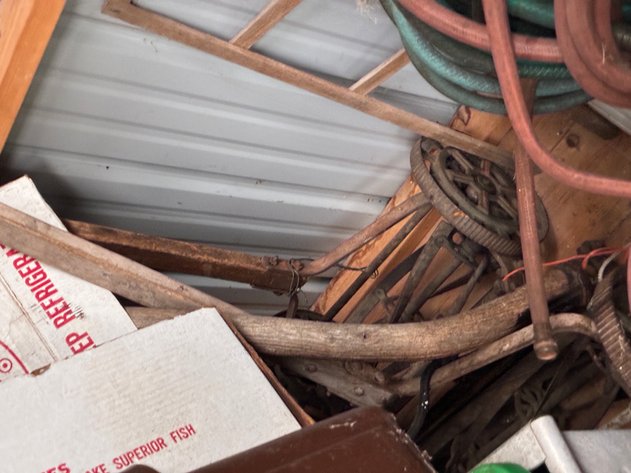 Image for (2) Antique reel mowers, scythe