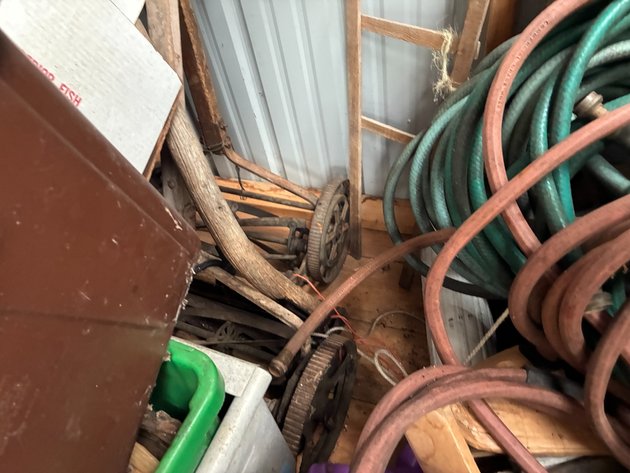 Image for (2) Antique reel mowers, scythe