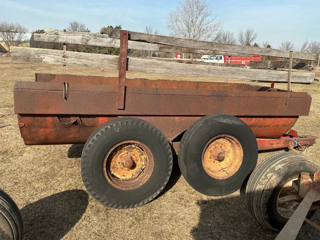 Image for New Holland spreader repurposed tandem axle farm trailer