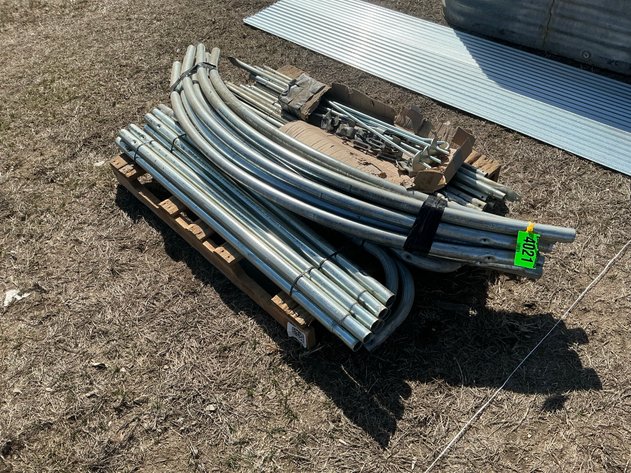 Image for Carport building frame with anchors, clamps, and turnbuckles