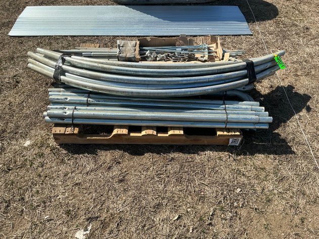 Image for Carport building frame with anchors, clamps, and turnbuckles