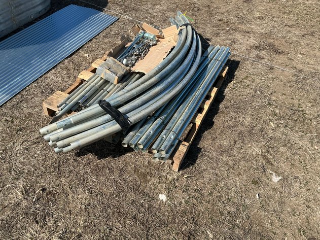 Image for Carport building frame with anchors, clamps, and turnbuckles