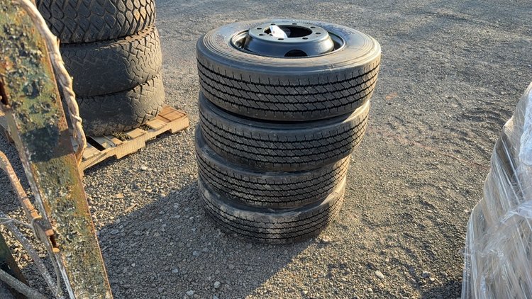 Image for QTY(4) 245/70R19.5 TIRES ON 8 LUG WHEELS