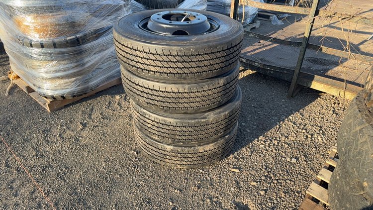 Image for QTY(4) 245/70R19.5 TIRES ON 8 LUG WHEELS