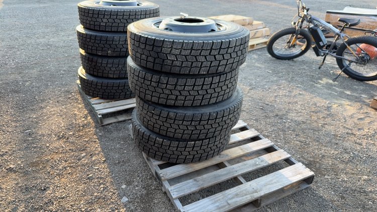 Image for QTY(4) 245/70R19.5 TIRES ON 8 LUG WHEELS