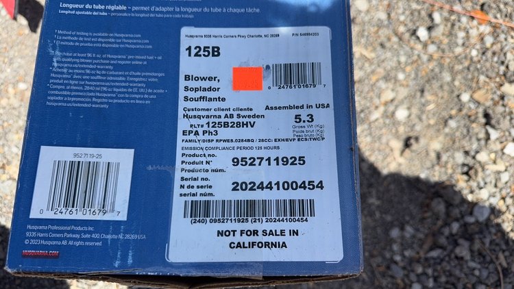 Image for HUSQVARNA 125B HANDHELD BLOWER