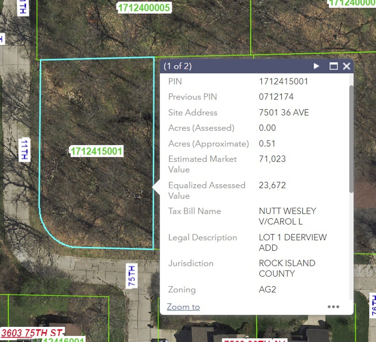 Image for Moline, IL: 2 Residential Lots at 7501 & 7505 36th Ave., Moline, IL 61265 (Rock Island County)