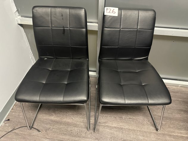 Image for (2) Black Faux Leather / Metal Frame Chairs