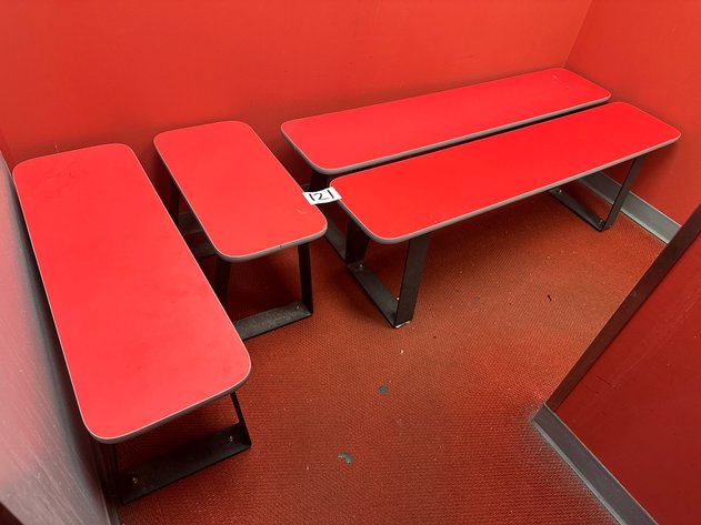 Image for (4) IDEAL PRODUCTS Assorted Red / Black Metal Frame Benches