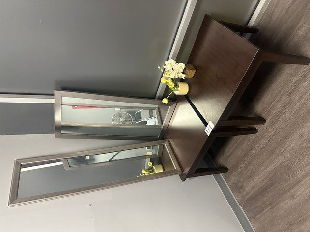 Image for (2) 24in x 24in x 20in Wooden Side Tables, (2) Mirrors and (2) Floral Decor Pieces