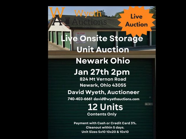 Image for Live Onsite Storage  Unit Auction  Newark Ohio  Jan 27th 2pm