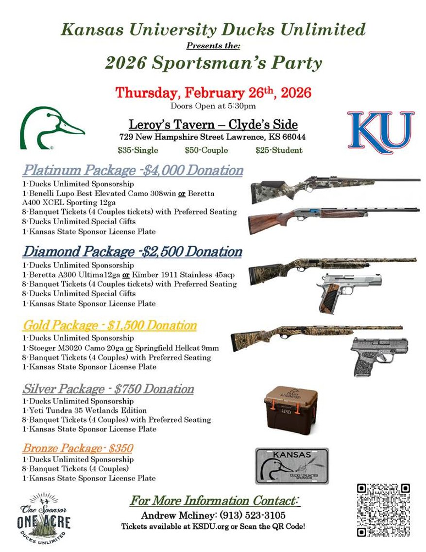 Image for Annual Kansas University Ducks Unlimited Sportsman's Party & Fundraising Auction