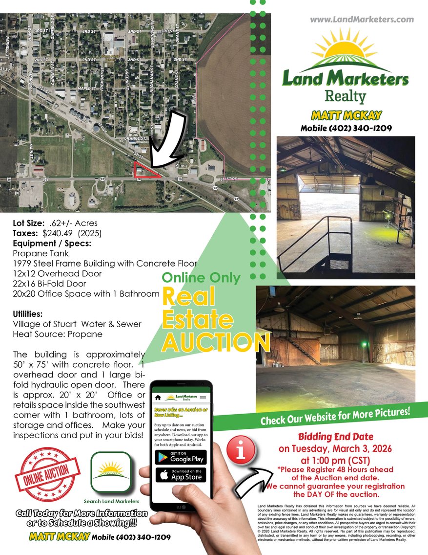 Image for Online Real Estate Auction - 510 East Highway 20 - Stuart, NE - .62+/- Acres