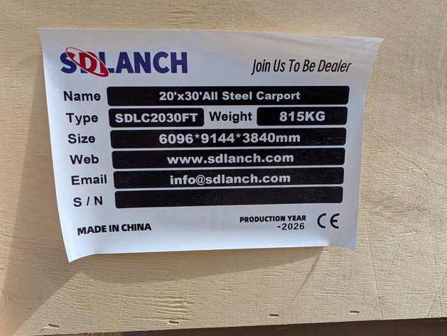 Image for SDLANCH 20'X30' ALL-STEEL CARPORT (MODEL SDLC2030FT)