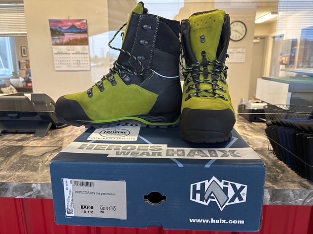 Image for New Haix PROTECTOR Ultra Lime Green 10.5 mens chainsaw boots