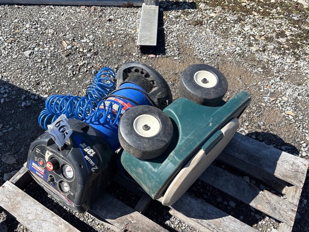 Image for D1. Wall mountable air compressor and step 2 stool on wheels