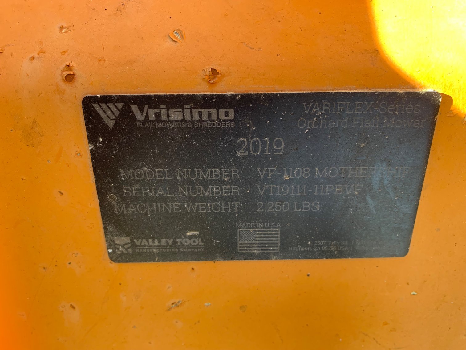 Image for 2019 Vrisimo VF 1108 Orchard Flail Mower