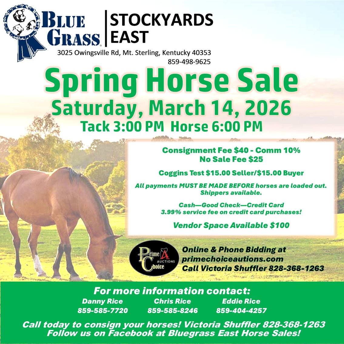Image for Bluegrass East Spring Horse Sale 2026