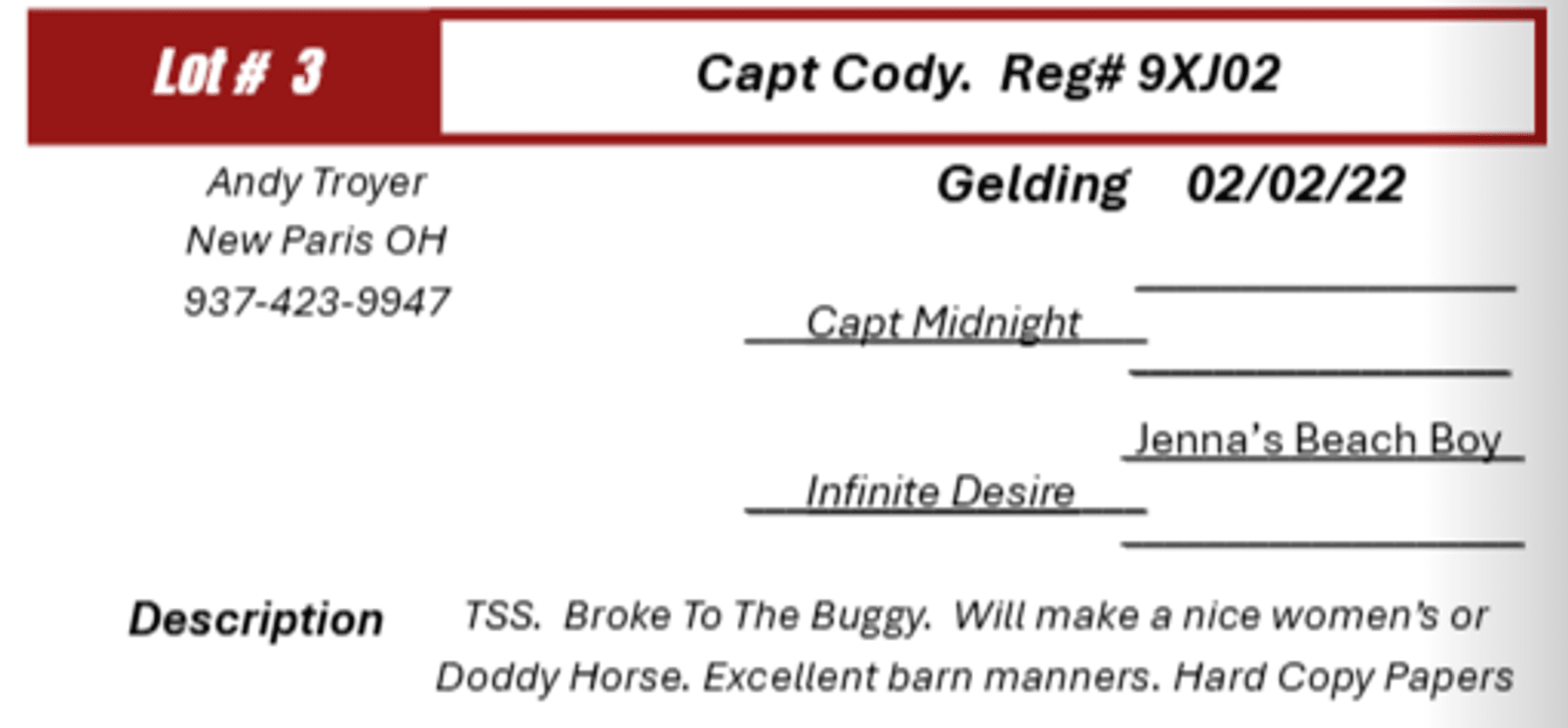 Image for Midway Driving Horse Sale