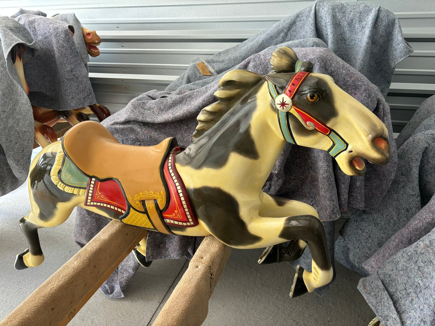 (8) Original Wooden Hand-Carved Carousel Horses: Fully Restored
