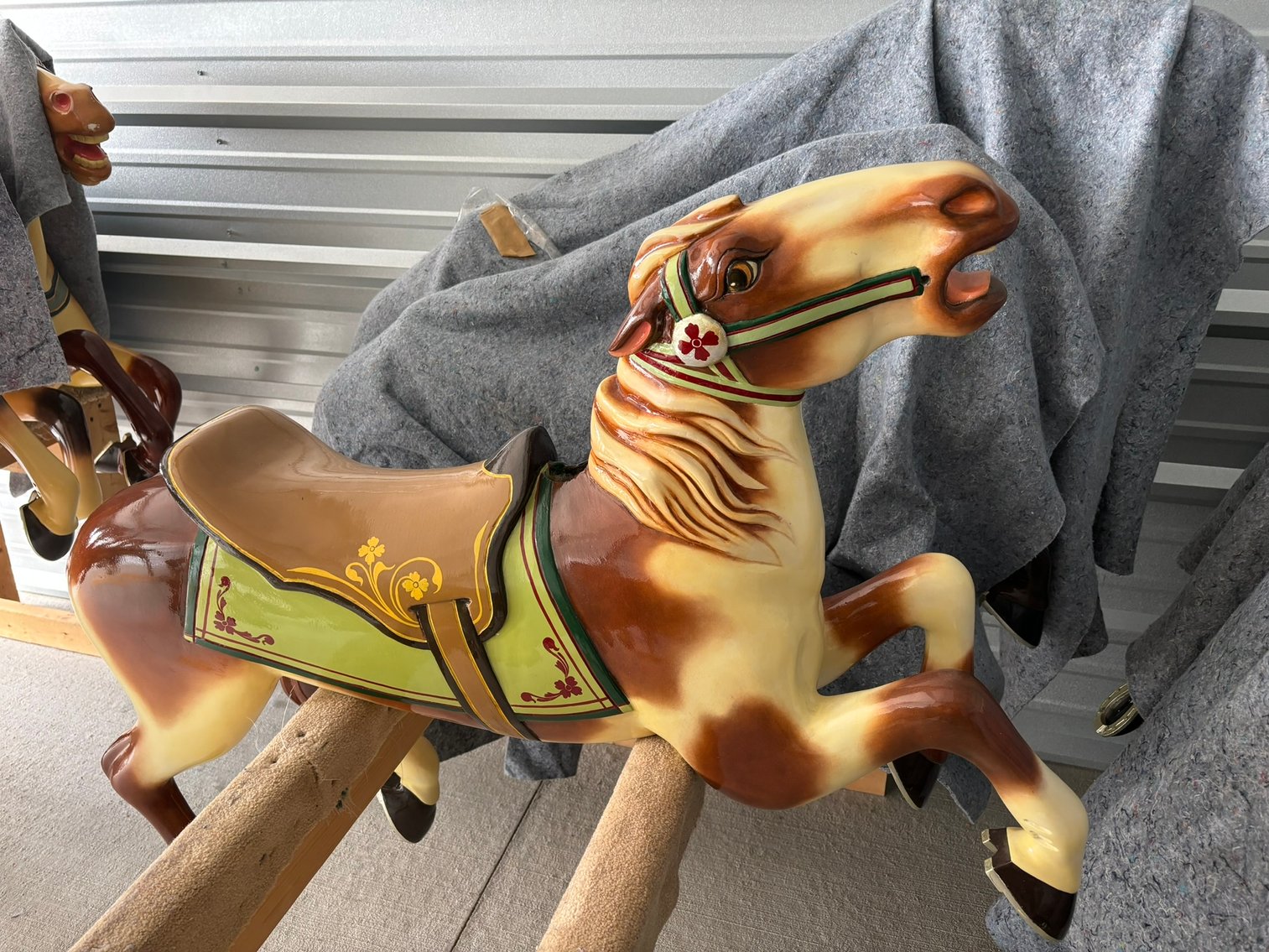 (8) Original Wooden Hand-Carved Carousel Horses: Fully Restored