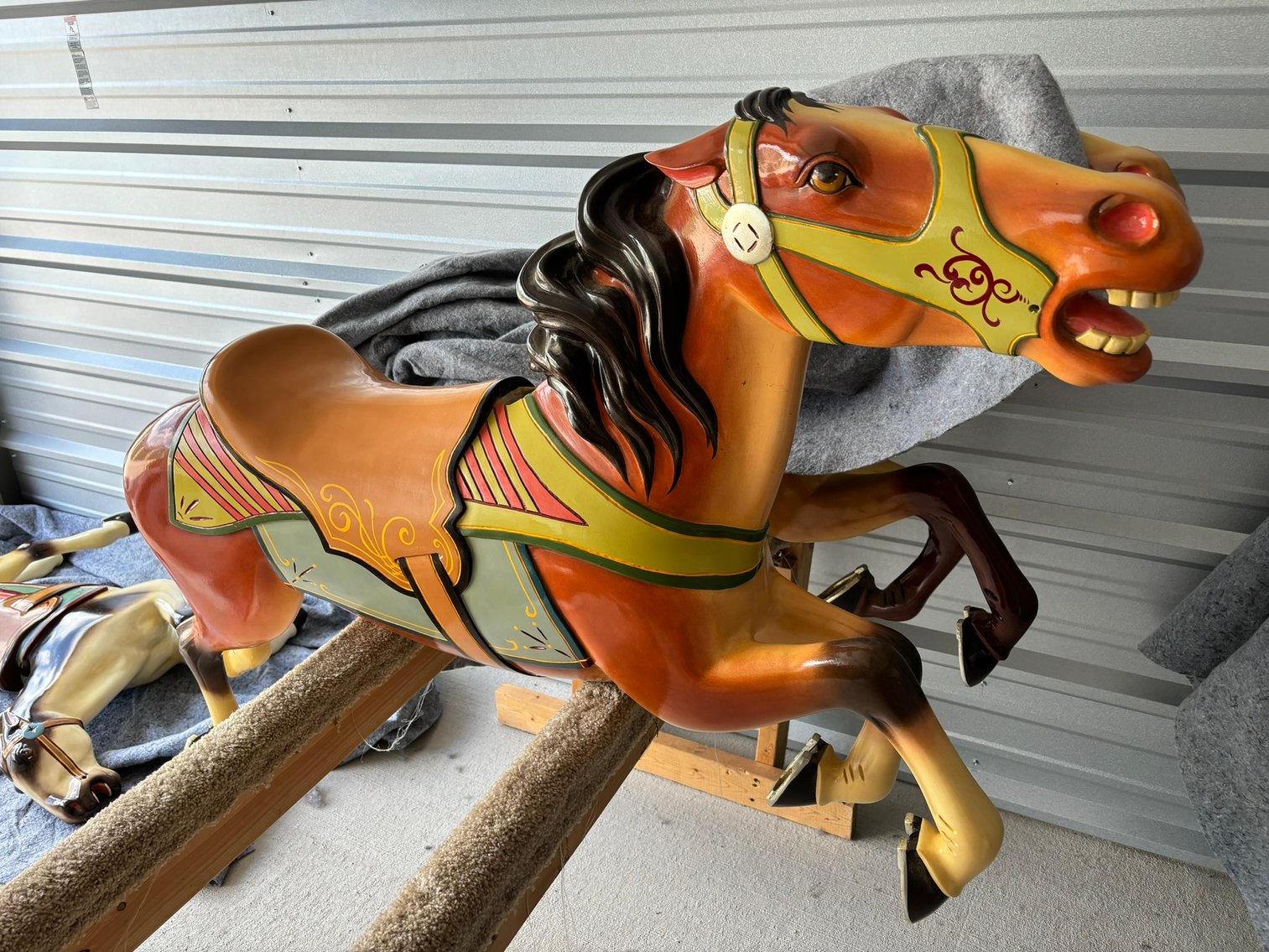 (8) Original Wooden Hand-Carved Carousel Horses: Fully Restored