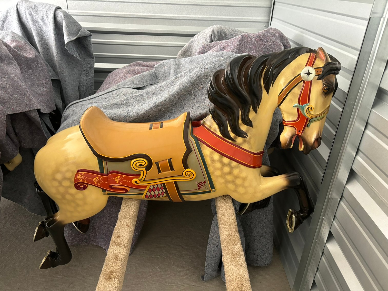 (8) Original Wooden Hand-Carved Carousel Horses: Fully Restored